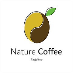 Coffee Nature Logo Design Cartoon design of coffee roots and beans