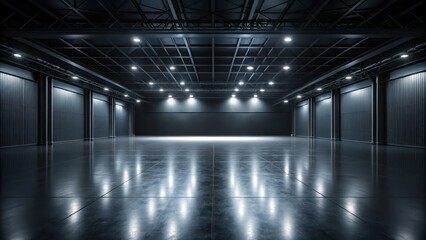 Modern Empty Studio with Dark White Stage Lighting Wallpaper Background