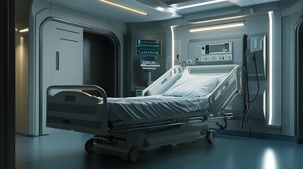 empty hospital room futuristic medical facility