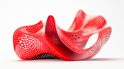 Abstract Parametric Red Shape with Dynamic Geometric Patterns