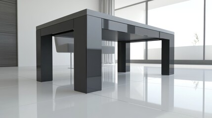 A contemporary extendable dining table with a strong build and stylish legs fitted into the corners.