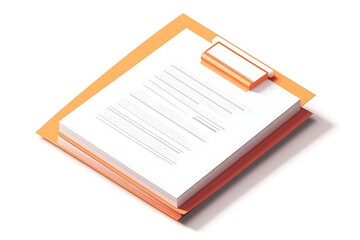 Isometric render of a vertical policy document in cartoon-style 3D, isolated on a white background.