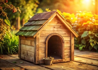 Rustic Charm: Vintage Photo of a Small Wooden Dog House
