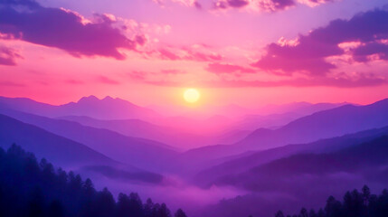 Obraz premium Breathtaking Smoky Mountain Sunset Over Rolling Hills