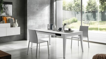 A durable, expandable dining table with a seamless extension mechanism, set in a bright dining area.