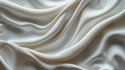 Fototapeta premium Soft, flowing white silk fabric creating elegant waves and textures, ideal for fashion or interior design