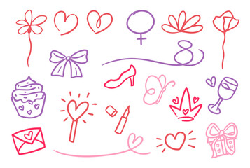 Handdrawn doodle women day illustration