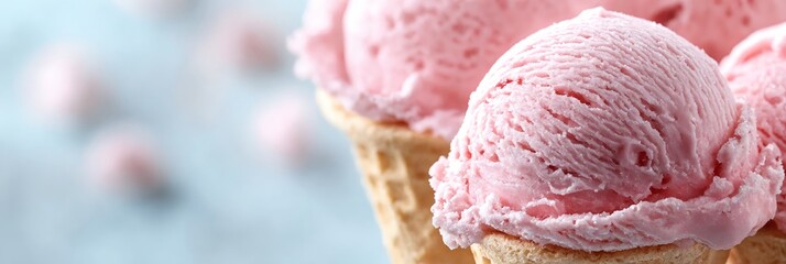 Deliciosos helados de fresa en cucurucho, perfectos para disfrutar en un d�a soleado.