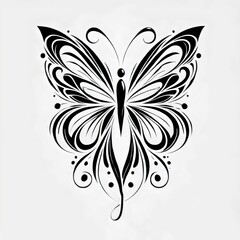 abstract butterfly isolated on white background, tattoo design, ornament, pattern
