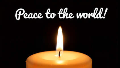 Candle glowing gently in darkness, symbolizing hope and peace