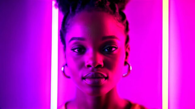 Captivating neon portrait sequence with vibrant colors and dynamic lighting effects
