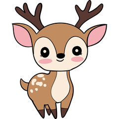 Cute cartoon deer with antlers and a friendly expression.