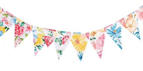 Obraz premium Bunting flags Straight line banner best for Birthday party and carnival garland decoration. Isolated white background --ar 2:1 --v 6.1 Job ID: b25c31cc-db8e-4606-a16c-cf50e764b5fd