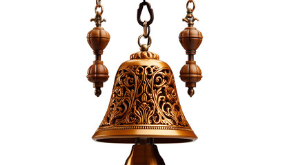 Obraz premium Bronze Bell Decor Ornate Floral Design, Elegant Autumn Theme for Home Craft, isolated on transparent background.