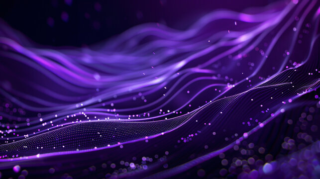 Abstract purple background with connecting dots and lines, creating a structure and communication theme with a plexus effect. Ideal for abstract science and network concepts.