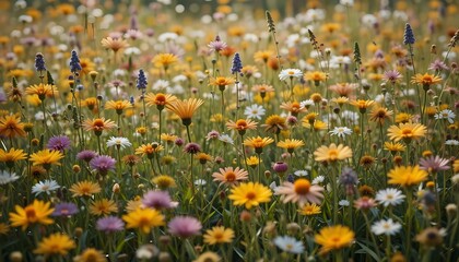 Wildflower Meadow in Full Bloom: Vibrant Nature Scene