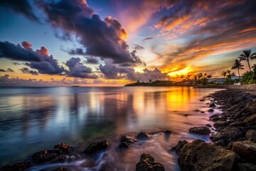 San Juan Bay Shoreline Long Exposure: Puerto Rico Coastal Sunset