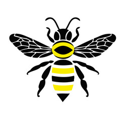 An illustrator of a bee on a white background