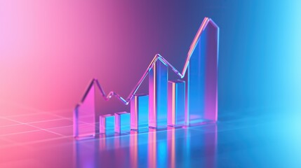 Abstract 3D glass graph symbolizing financial growth in a modern minimalistic design.
