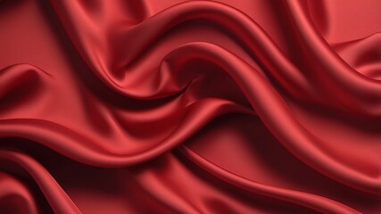 Obraz premium Luxury red shiny satin fabric cloth abstract wavy background.