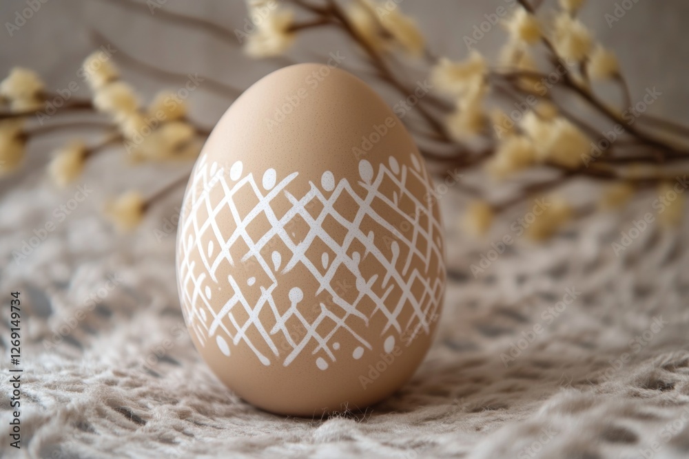 Poster a painted egg sits on top of a table, ready for display