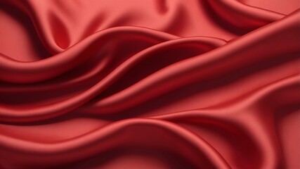 Obraz premium Red crumpled or wavy fabric texture background. Abstract linen cloth soft waves. Silk atlas or stretch jacquard. Smooth elegant luxury cloth texture. Concept for banner or advertisement.
