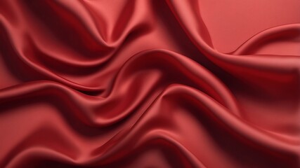 Obraz premium Red crumpled or wavy fabric texture background. Abstract linen cloth soft waves. Silk atlas or stretch jacquard. Smooth elegant luxury cloth texture. Concept for banner or advertisement.