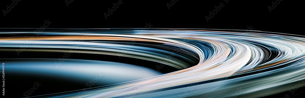 Poster abstract light trails creating dynamic movement against a dark background in a futuristic art concep