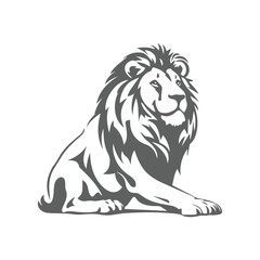 vector Lion silhouette with black and white design, isolated on white background, generated ai