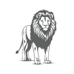 vector Lion silhouette with black and white design, isolated on white background, generated ai