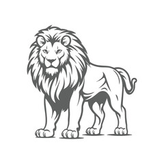 vector Lion silhouette with black and white design, isolated on white background, generated ai