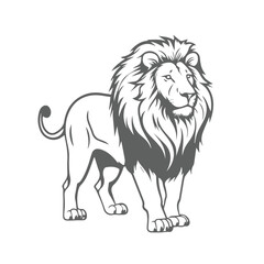 vector Lion silhouette with black and white design, isolated on white background, generated ai