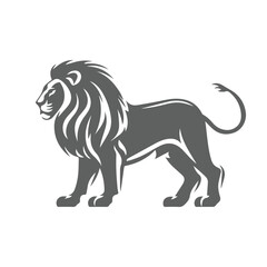 vector Lion silhouette with black and white design, isolated on white background, generated ai
