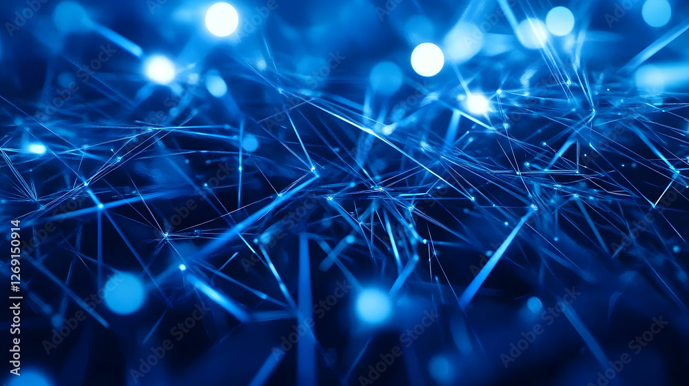 Wall mural abstract blue network connectivity background for tech and digital design.