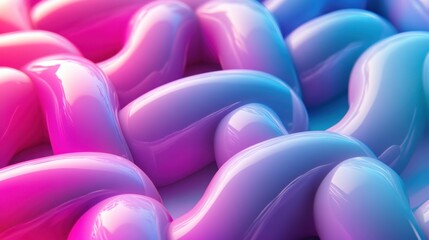 Obraz premium Abstract Pink and Blue Liquid Swirls: A Vivid, Glossy, 3D Render of Intertwined, Shiny, Colorful Forms