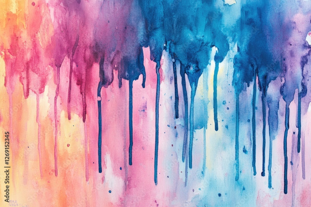 Poster watercolor painting of a group of trees with varying sizes and shapes