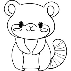 Cute cartoon animal illustration featuring a raccoon-like character. outline for coloring.
