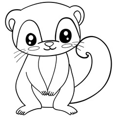 Cute cartoon animal with big eyes and a playful expression. outline for coloring.