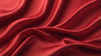 Fototapeta premium Red satin smooth fabric background. Red satin dark fabric texture luxurious shiny that is abstract silk cloth background with patterns soft waves blur beautiful. Luxury and premium background