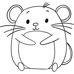 Cute cartoon mouse with a round body and a cheerful expression. outline for coloring.