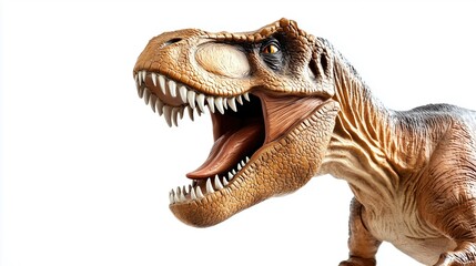 Close-up of a menacing T-Rex figurine with sharp teeth, embodying raw power and primal fear.