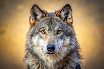 Obraz premium Serene Gray Wolf Portrait: Majestic Wildlife Photography