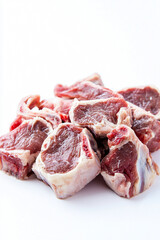 Fresh Raw Meat on White Background. generative AI