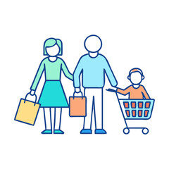 family shopping icon, family shopping vector illustration-simple illustration of family shopping, perfect for family shopping logos and icons