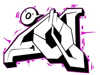 digital graffiti o, digital letter o with wildstyle graffiti style, looks cool