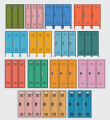 Colorful School Lockers Set - Vector Illustration