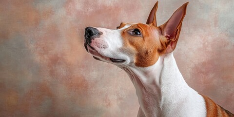 Playful Bull Terrier Shaking Its Head with Ears Flapping Slightly