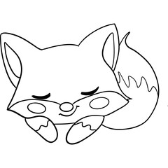 Sleeping fox illustration, perfect for coloring activities. outline for coloring.