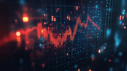 Abstract Red Digital Stock Market Graph Data Visualization Technology Background Futuristic Finance Chart Modern Business Economic Trend Analysis     