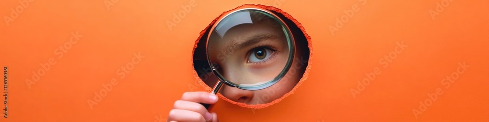 Poster a person inspecting or investigating something using a magnifying glass, great for detective stories